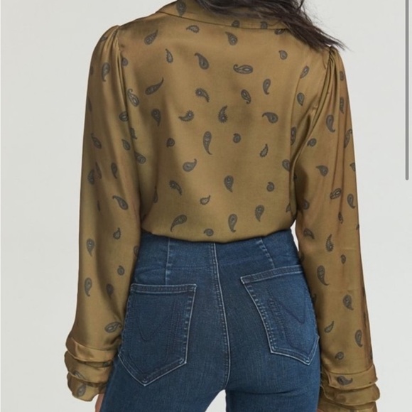 Show Me Your Mumu Olive Tied Top with Ruffle Sleeves and Paisley Print - Picture 5 of 5